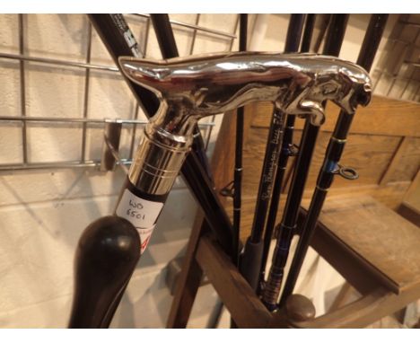 Jaguar handled walking stick and another