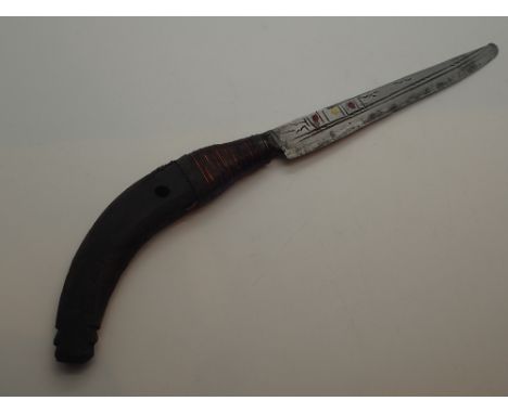 Antique wooden handled Egyptian Tomb find sacrificial knife with engraved blade    CONDITION REPORT:  Vendors oral representa