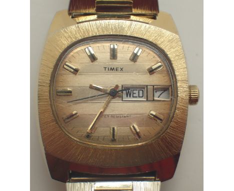 1970s Timex day date mechanical wristwatch