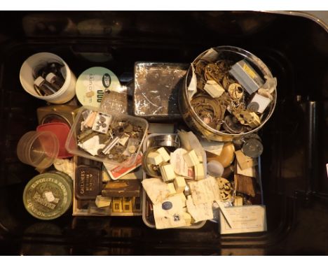 Box of watch and clock parts