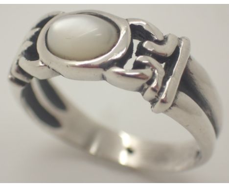 Charles Rennie Mackintosh silver ring with oval stone size R