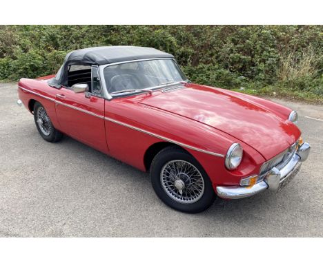 1966 MGB Roadster. Registration number: LPA 350D - MOT and tax exempt being a historic vehicle - Finished in red with black l