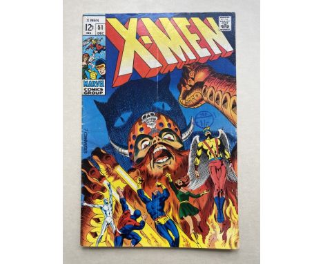 UNCANNY X-MEN #51 - (1968 - MARVEL Cents Copy with pence stamp) - First appearance of Erik the Red (cameo) + Origin of Beast 