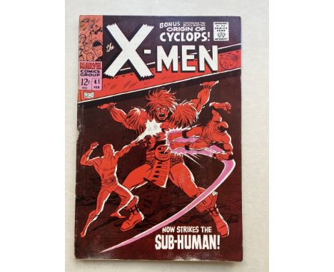 UNCANNY X-MEN #41 - (1968 - MARVEL Cents Copy with pence stamp) - X-Men battle Grotesk (first appearance and origin) + Backup