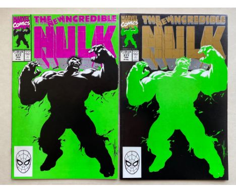 HULK #377 (2 in Lot) - (1988 - MARVEL - Cents/Pence Copy) - Classic cover - First Professor Hulk, Doc Samson and Ringmaster a
