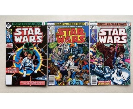STAR WARS #1, 2, 3 (3 in Lot) - (1977 - MARVEL Cents &amp; Pence Copy) - The first 3 issues for the Marvel Comics adaption of