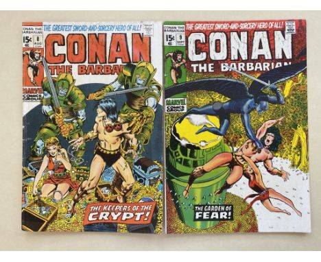 CONAN THE BARBARIAN #8 &amp; 9 (2 in Lot) - (1971 - MARVEL CENTS Copy) - Based on Robert E. Howard's non-Conan story ""The Ga