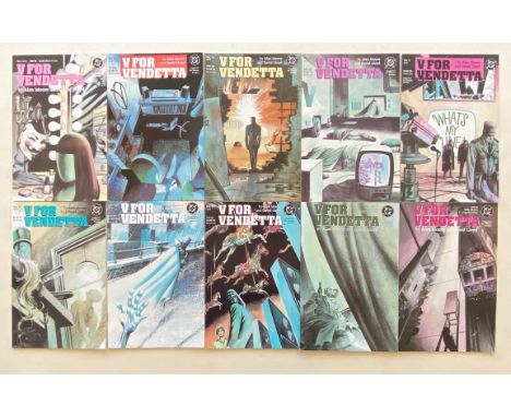 V FOR VENDETTA #1, 2, 3, 4, 5, 6, 7, 8, 9, 10 (Lot of 10) - (1988/89 - DC Cents Copy) - Complete run of the Alan Moore &amp; 