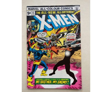 UNCANNY X-MEN #97 - (1976 - MARVEL - Pence Copy) - First (brief) appearance of Lilandra + Havok and Polaris, Eric the Red app