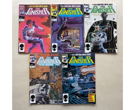 PUNISHER #1, 2, 3, 4, 5 (5 in Lot) - (1986 - MARVEL Cents/Pence Copy) - First Punisher solo series - Complete run of this 5 i