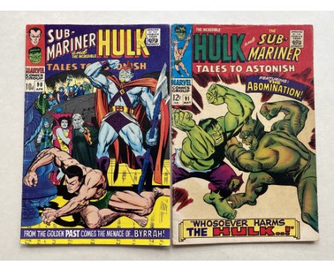 TALES TO ASTONISH #90 &amp; 91 (2 in Lot) - (1967 - MARVEL Cents Copy with pence stamp) - First &amp; second appearances of t