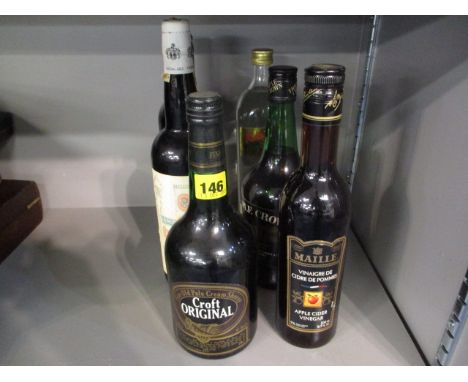 Six mixed bottles to include Croft Original and Triple Crown Port