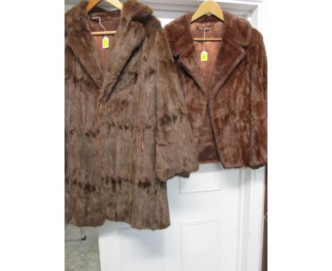 A rabbit fur coat and a dyed rabbit jacket