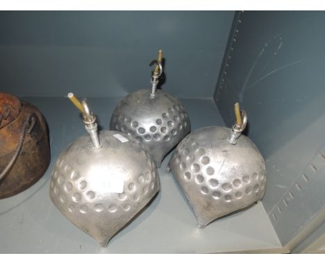 A selection of industrial design metal cast drop light shades