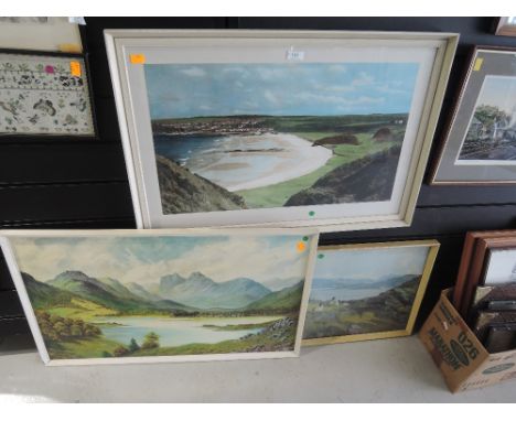 An original oil on board depicting Langdale pikes and similar prints