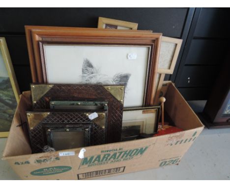 A selection of prints and frames including Yorkshire terrier