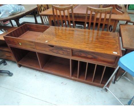 A vintage Rosewood and laminate style record cabinet