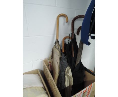 Seven vintage umbrellas, most in good condition, a couple have most definitely seen better days, but could be of use for fram