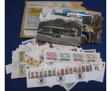 Selection of modern British stamps on piece and few covers including two 1946 First Flight Covers and a few postcards.