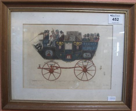19th Century coloured coaching print.  Framed and glazed.