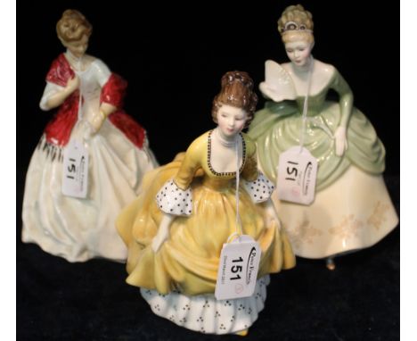 Royal Worcester bone china figurine modelled by F. G Doughty 'First Dance' 3629, together with two Royal Doulton bone china f