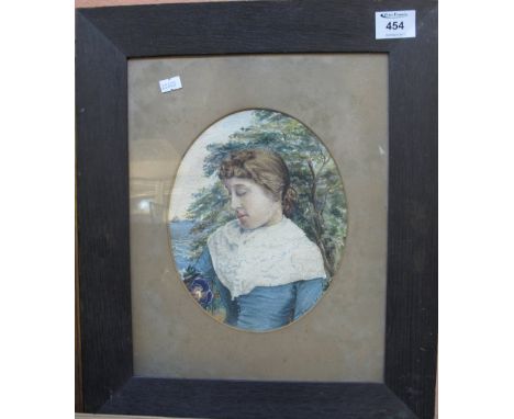 H. Adams, (19th Century, British), portrait of a young girl with flowers, signed and dated: 1885, watercolours.  Framed and g