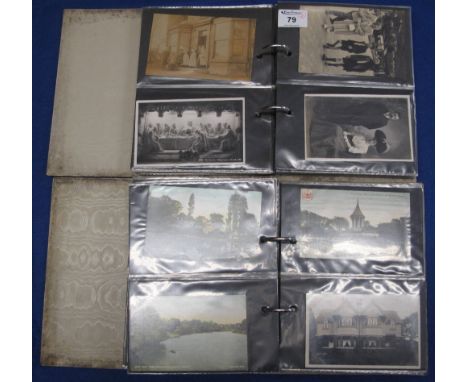 Two Albums of postcards, British, topographical, some foreign, ships, trains, portrait cards, etc.