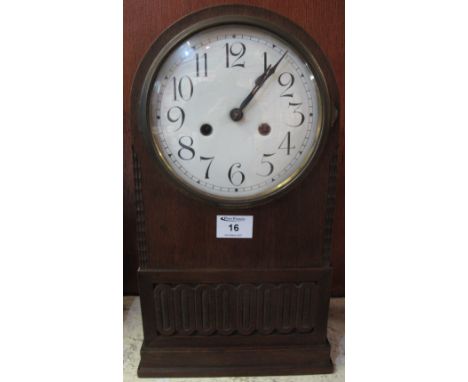 Early 20th Century oak cased, two train, mantel clock with German movement.