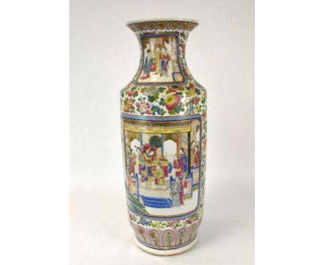 19th C. Chinese Porcelain Rose Medallion Vase Tall Chinese porcelain Famille Rose vase, 19th  century, decorated with medalli