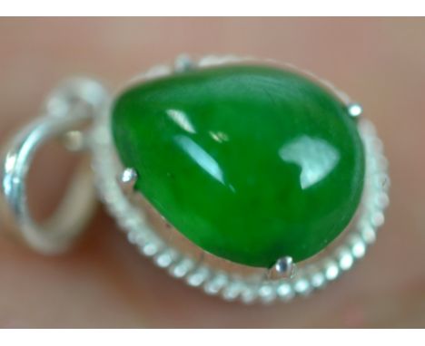 Chinese Green Jadeite & Silver Pendant Chinese green jadeite and silver pendant. Jadeite  guaranteed 100% natural or full ref