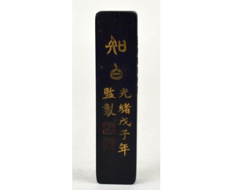 Chinese Ink Stick w. Gilded Characters Chinese ink stick decorated with gilded Chinese  characters. 3 3/4" x 3/4" x 1/4"