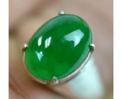 Chinese Green Jadeite & Silver Ring Chinese green jadeite and silver ring. Jadeite  guaranteed 100% natural or full refund wi