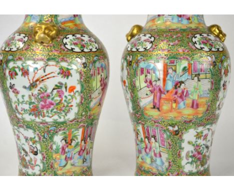 Pr Chinese Porcelain Famille Rose Medallion Vases Pair of Chinese vases decorated in Famille Rose  with medallions of figures