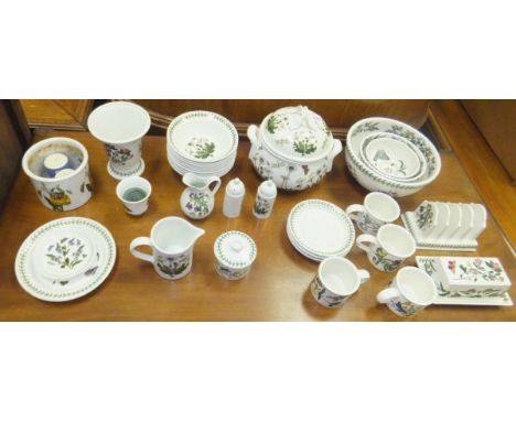 A collection of Portmeirion "Botanic Garden" table wares to include fruit bowl, lidded tureen, vase, butter dish, small jardi