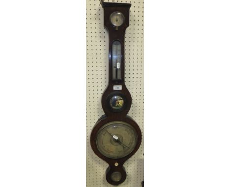 A 19th Century rosewood cased barometer/thermometer with silvered dial and alcohol thermometer inscribed "Hayward, Winchester