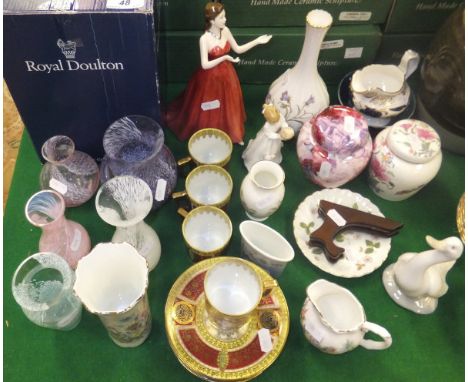 A collection of decorative china wares to include a Royal Doulton figurine "My Love", model No. HN 4392 (boxed), a Royal Doul