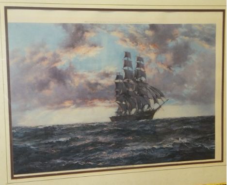 AFTER MONTAGU DAWSON "The Clipper Kaisow at sunset", colour print, signed in pencil bottom right