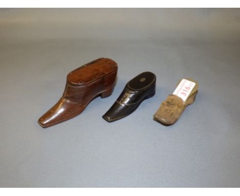 3 Antique miniature snuff box shoes