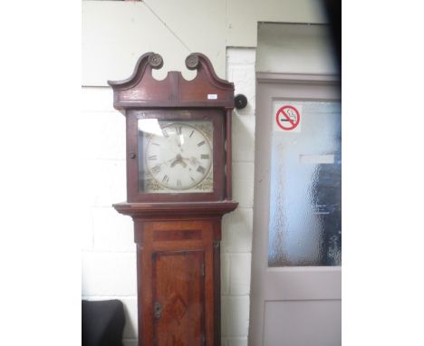 C19th oak and mahogany crossbanded longcase clock with 30 hour movement