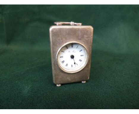 Hallmarked silver carriage clock by Wm Hayes, London, 7cmHx5cmW and a white metal pocket watch