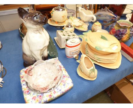 Clarice Cliff Celtic Harvest pattern 3  piece set comprising compote, preserve pot and a larger pot, a midwinter "Brama" patt