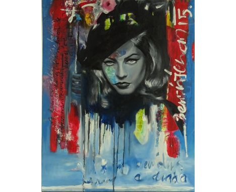 Berrin Ilhan, oil on canvas, portrait, signed, 39" x 31", unframed.