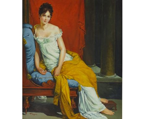 Meyers, oil on canvas, classical portrait, signed, 24" x 20", framed.