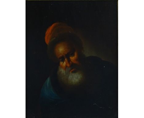 19th century oil on panel, portrait of an Eastern man, unsigned, 9" x 7", framed.