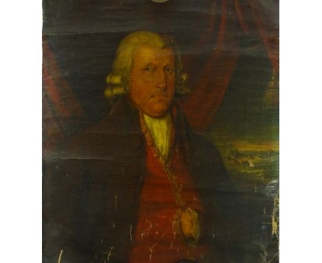 English School, oil on unstretched canvas circa 1800, portrait of John Hovenden (Inn keeper of the Swan Hotel at Hastings), u
