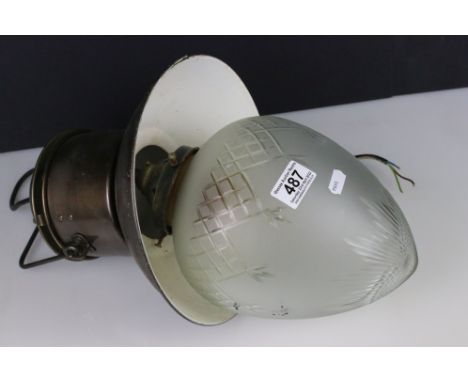A cut glass ceiling lamp complete with fitting. 