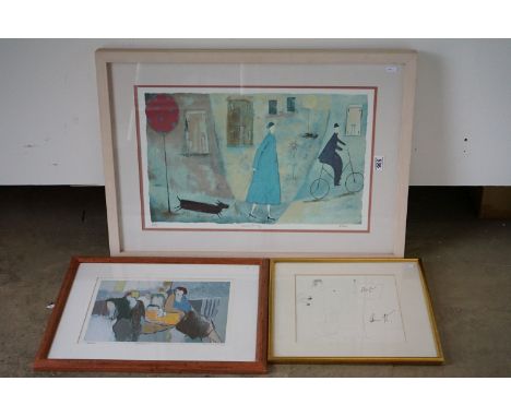 Paula McArdle, Signed Artists Proof Etching titled ' Walking the Dog ', image 53cm x 34cm together with Limited Edition Signe