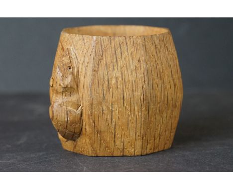 A Robert 'Mouseman' Thompson octagonal oak napkin ring. 