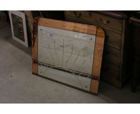 1920's / 30's Easel Back Dressing Mirror with orange tinted bevelled panels to edge, the central clear glass mirror with cut 