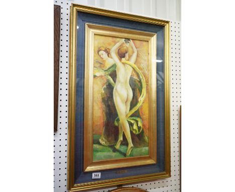G De Simone, a studio framed oil painting, portrait of nymphs 